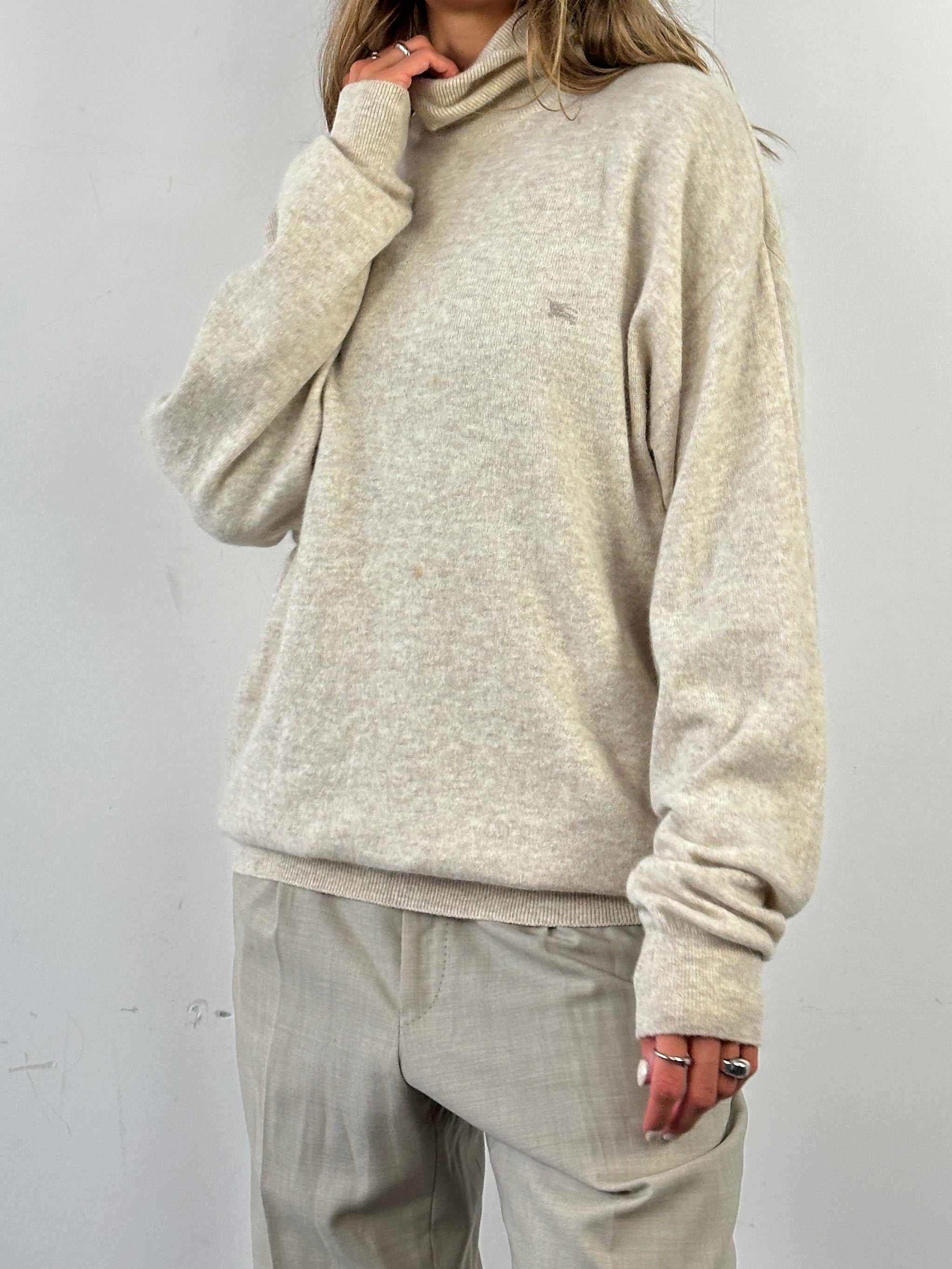 Burberry Lambswool Roll Neck Logo Knit Jumper - XL - SYLK