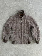Vintage Pure Wool Herringbone Bomber Jacket - L - SYLK