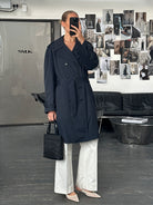 London Fog 1980s Double Breasted Belted Cotton Trench Coat - L/XL - SYLK