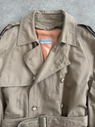 Yves Saint Laurent 80s Pure Cotton Double Breasted Belted Trench Coat - XL - SYLK