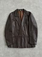 Vintage Double Breasted Leather Blazer Jacket - L - SYLK