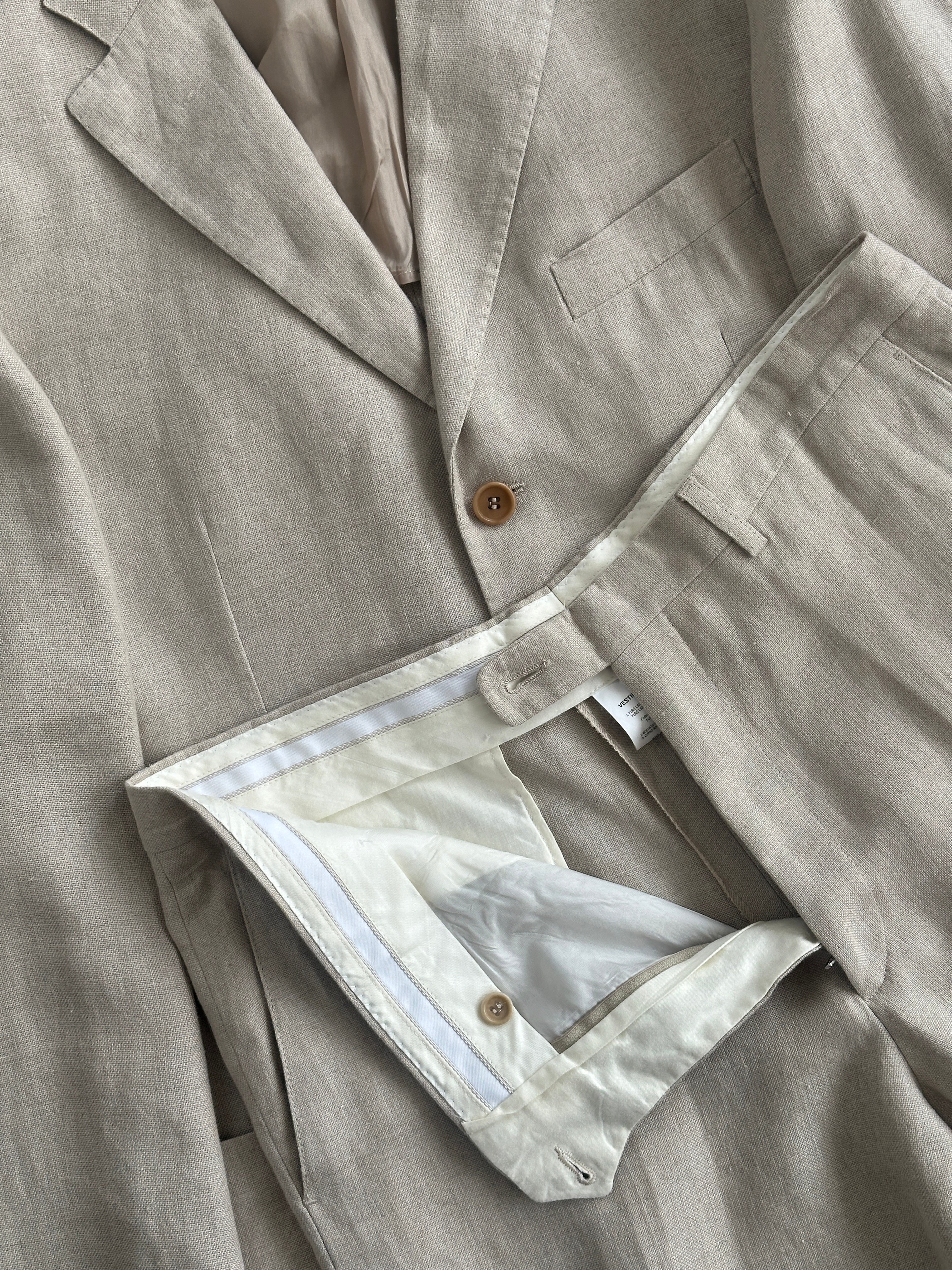 Italian Vintage Single Breasted Pure Linen Blend Suit - 42R/W34 - SYLK