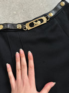 Celine 80s Pure Wool Logo Hardware Pleated Skirt - W24 - SYLK