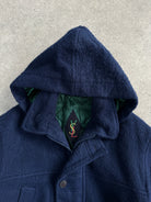 Yves Saint Laurent 70s-80s Brushed Pure Wool Hooded Coat - XL/XXL - SYLK