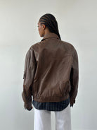 Vintage 1980s Leather Bomber Jacket - L/XL - SYLK