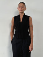 Anna Fontaine Corset Back Pleated Waistcoat - M - SYLK