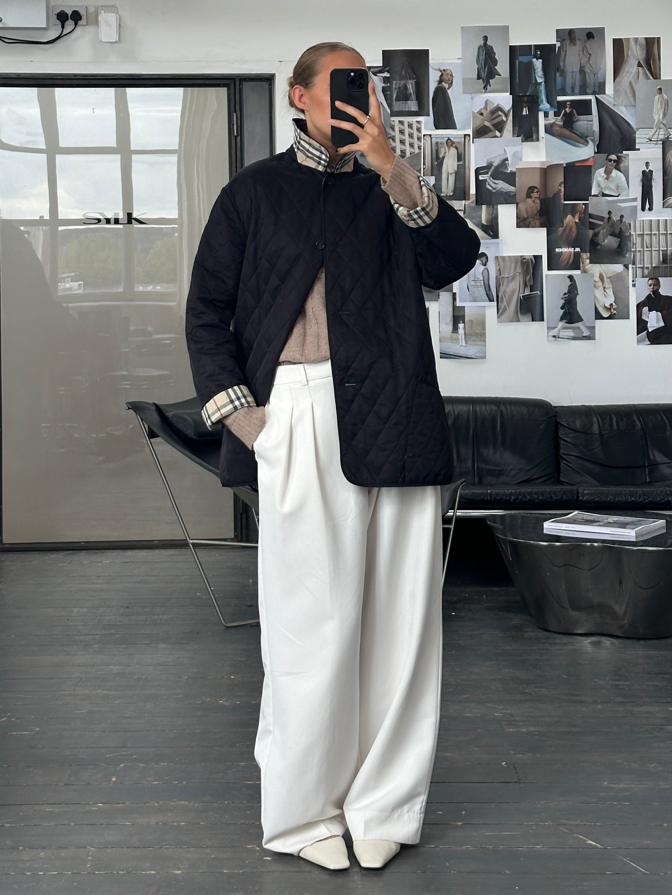 Burberry London 2000s Quilted Nylon Single Breasted Coat - L - SYLK