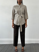 Jaeger Pure Silk Belted Shirt - S - SYLK