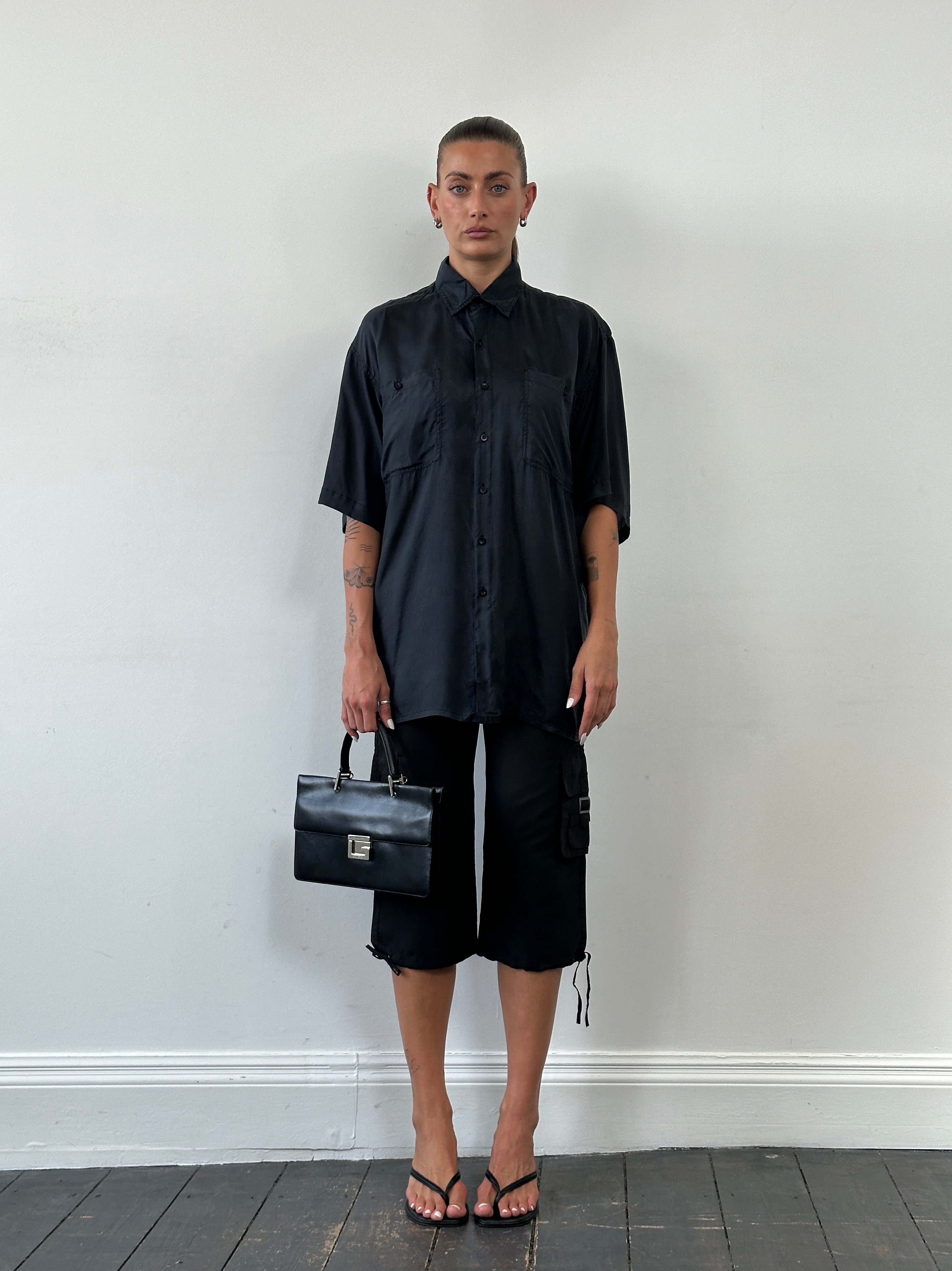 Vintage Pure Silk Short Sleeve Shirt - L/XL - SYLK