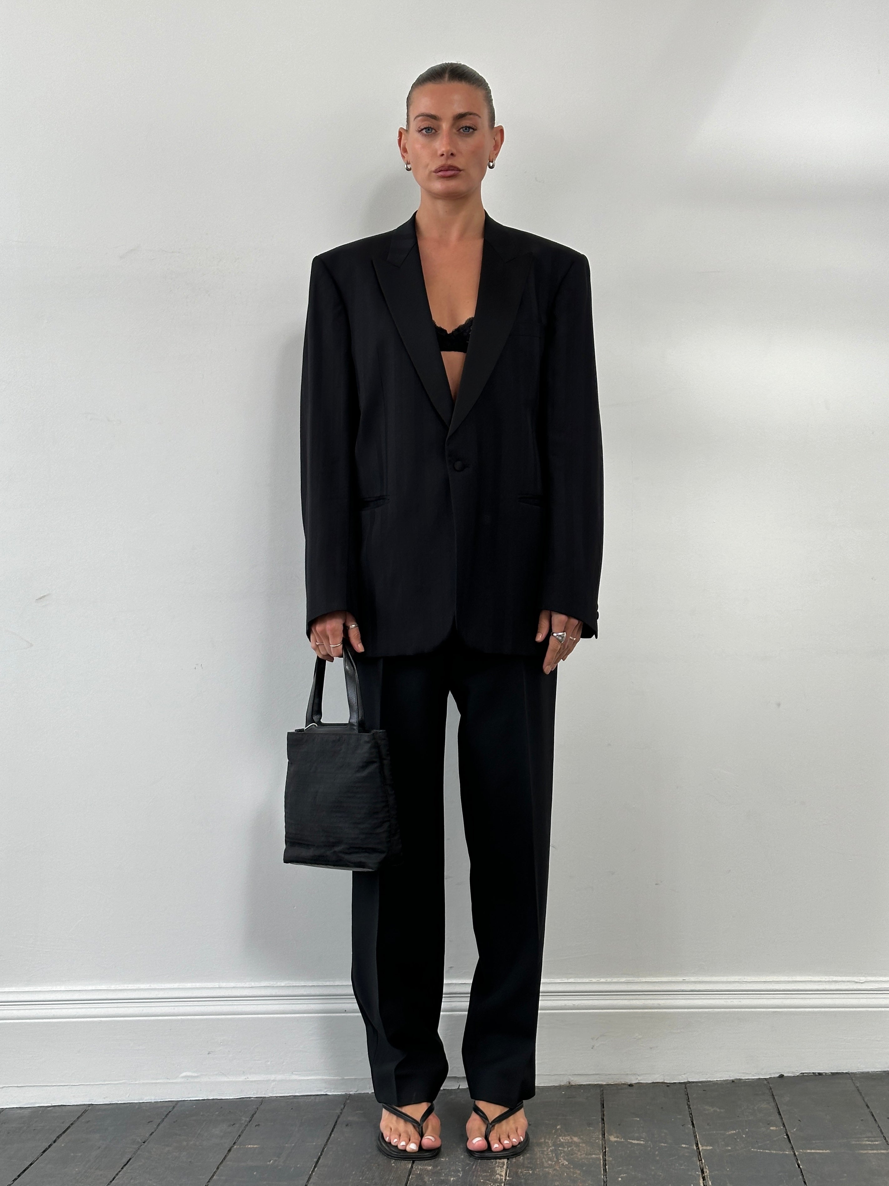 Vintage Tuxedo Wool Single Button Stripe Suit - 42R/W32 - SYLK