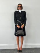 Celine 1980s Pure Wool Logo Hardware Pleated Skirt - W24 - SYLK
