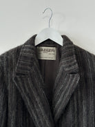 Jaeger Mohair Fuzzy Stripe Double Breasted Coat - M - SYLK
