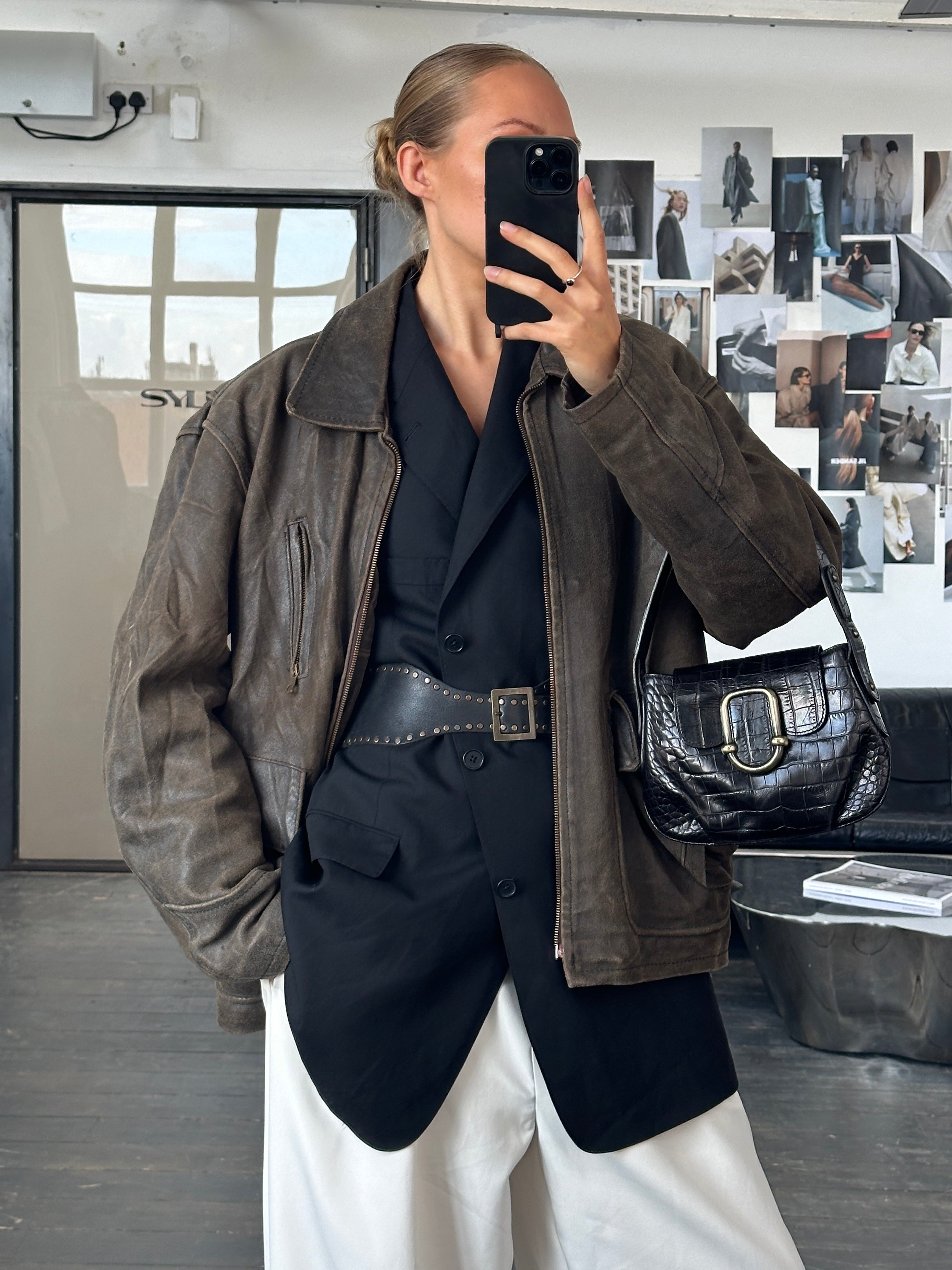 Italian Vintage 1980s Distressed Leather Jacket - XL | SYLK