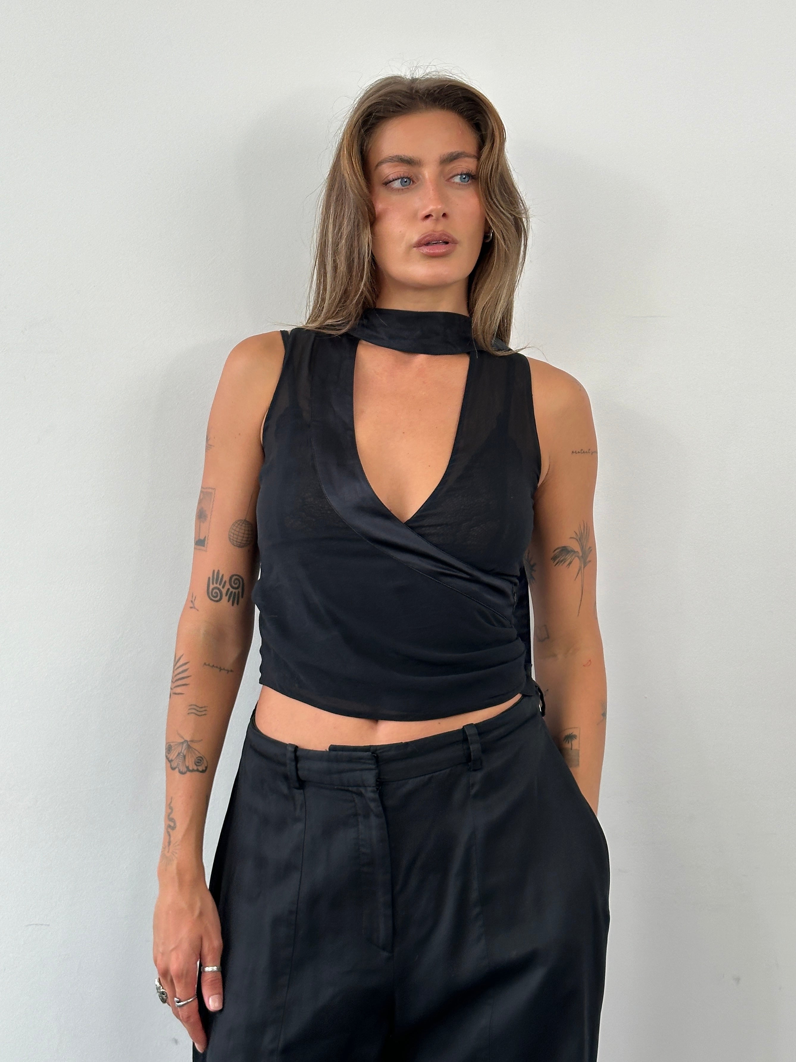 Rental Emporio Armani 2003 Silk Sheer Scarf Top - S - SYLK