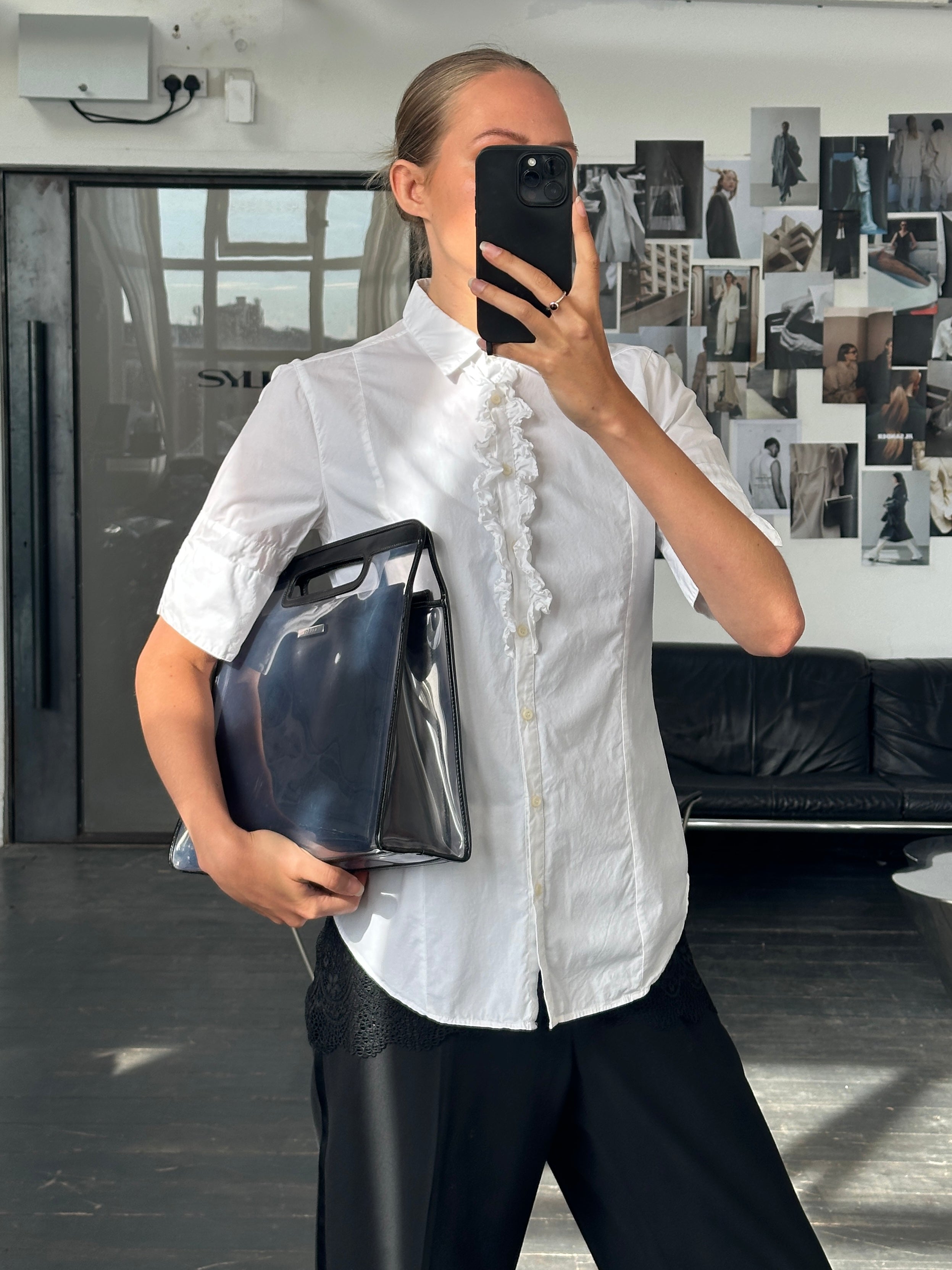 Vintage 1990s Short Sleeve Ruffle Shirt - M - SYLK