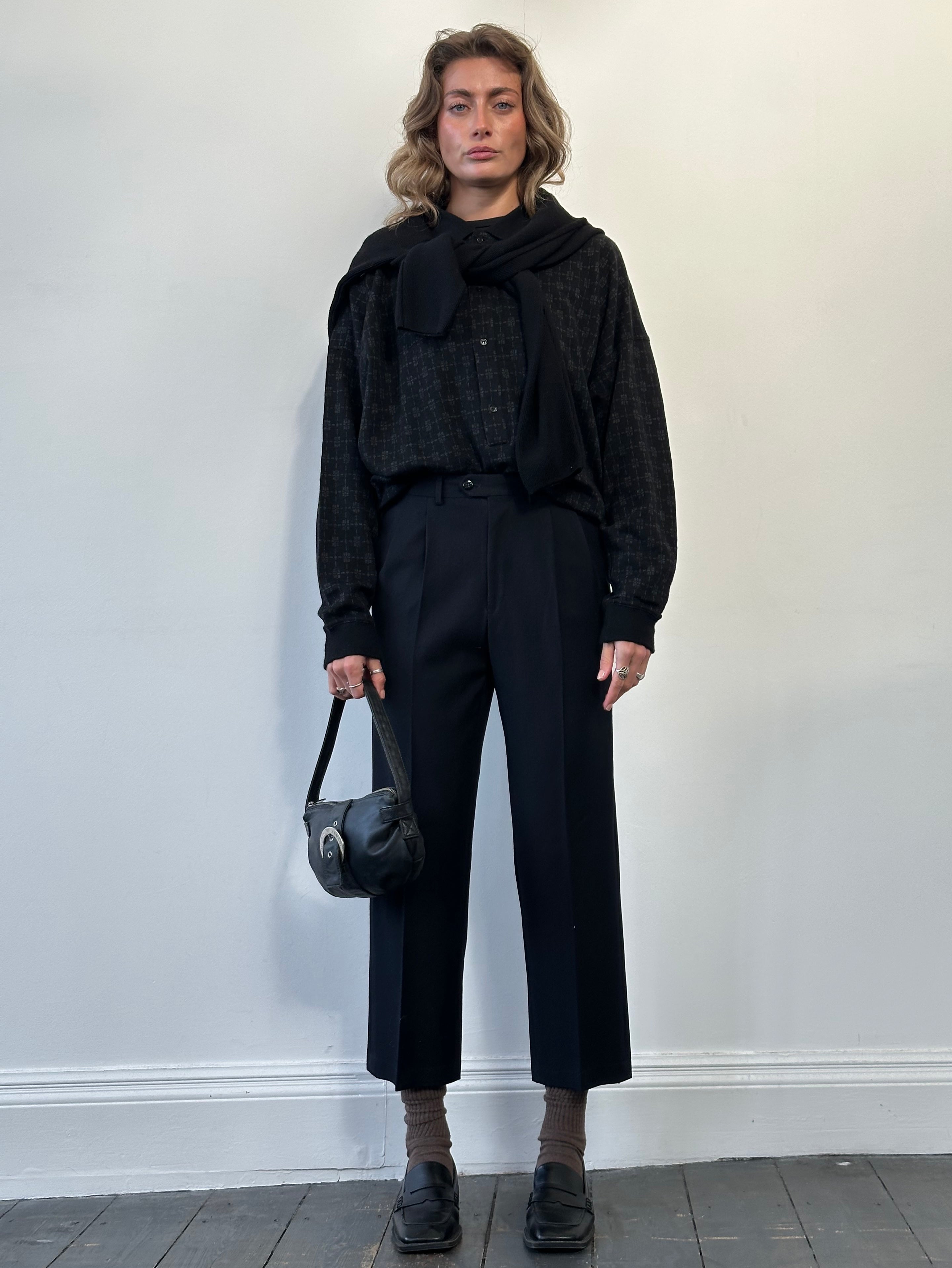 Vintage Pure Wool Tapered Leg Tailored Trousers - W28 - SYLK