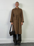 Marella Circa 90s Brushed Wool Single Breasted Belted Coat - M - SYLK