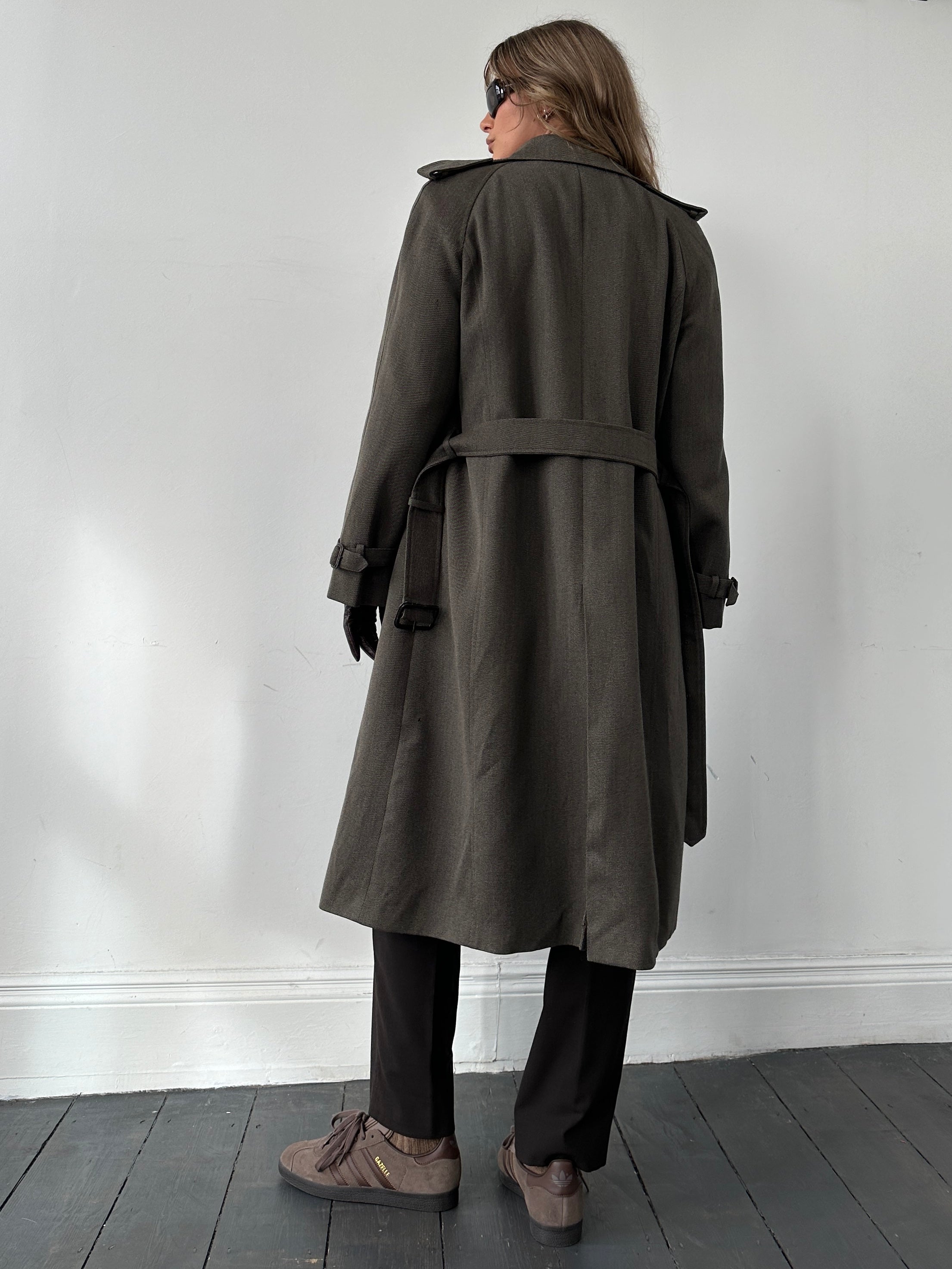 Burberry Wool Double Breasted Belted Trench Coat - M - SYLK