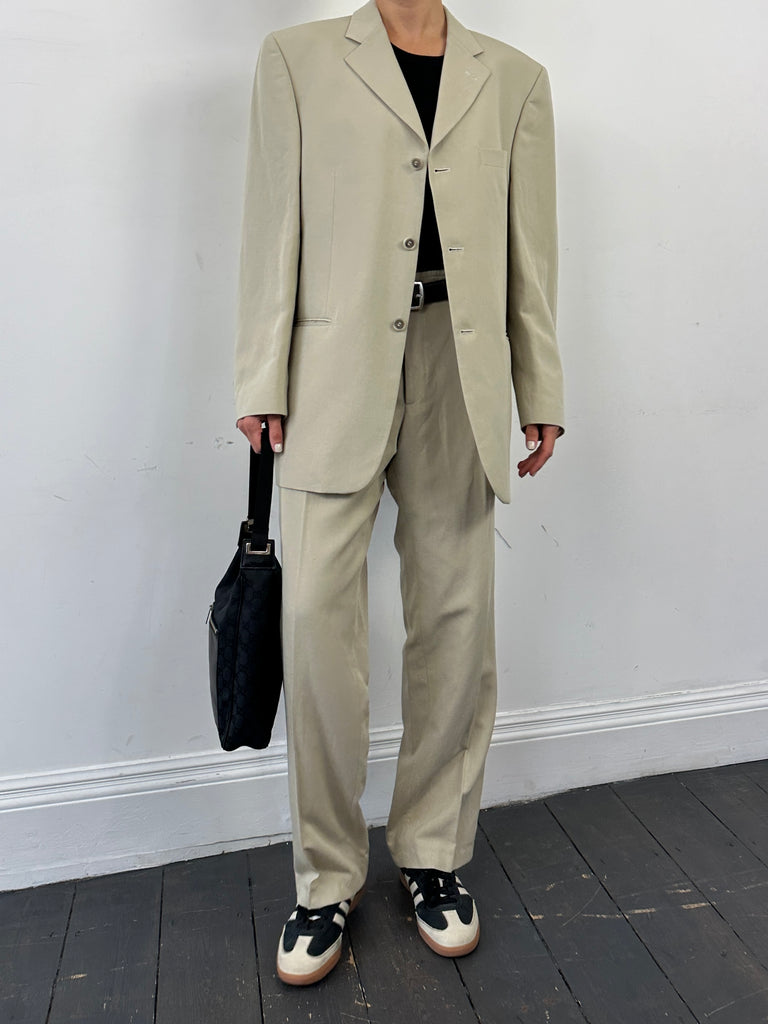 Vintage Linen Blend Single Breasted Suit - 42R/W34 - SYLK