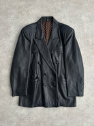 Vintage Double Breasted Leather Blazer Jacket - L - SYLK