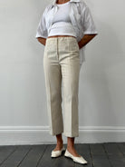 Vintage Front Zip Linen Flared Trousers - W26 - SYLK