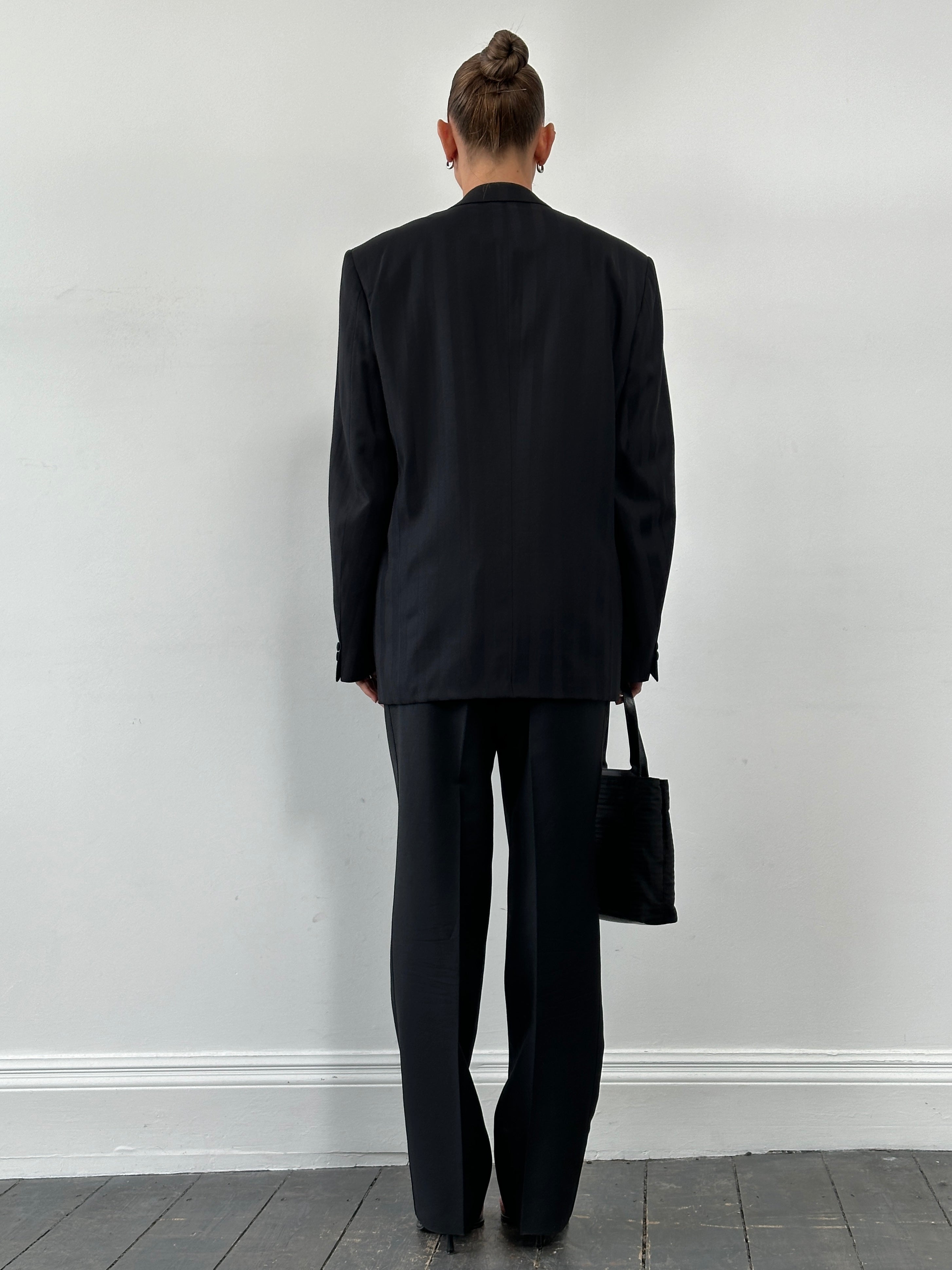 Vintage Tuxedo Wool Single Button Stripe Suit - 42R/W32 - SYLK