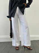 Vintage 1990s Pure Linen Low Waist Wide Leg Trousers - W24 - SYLK