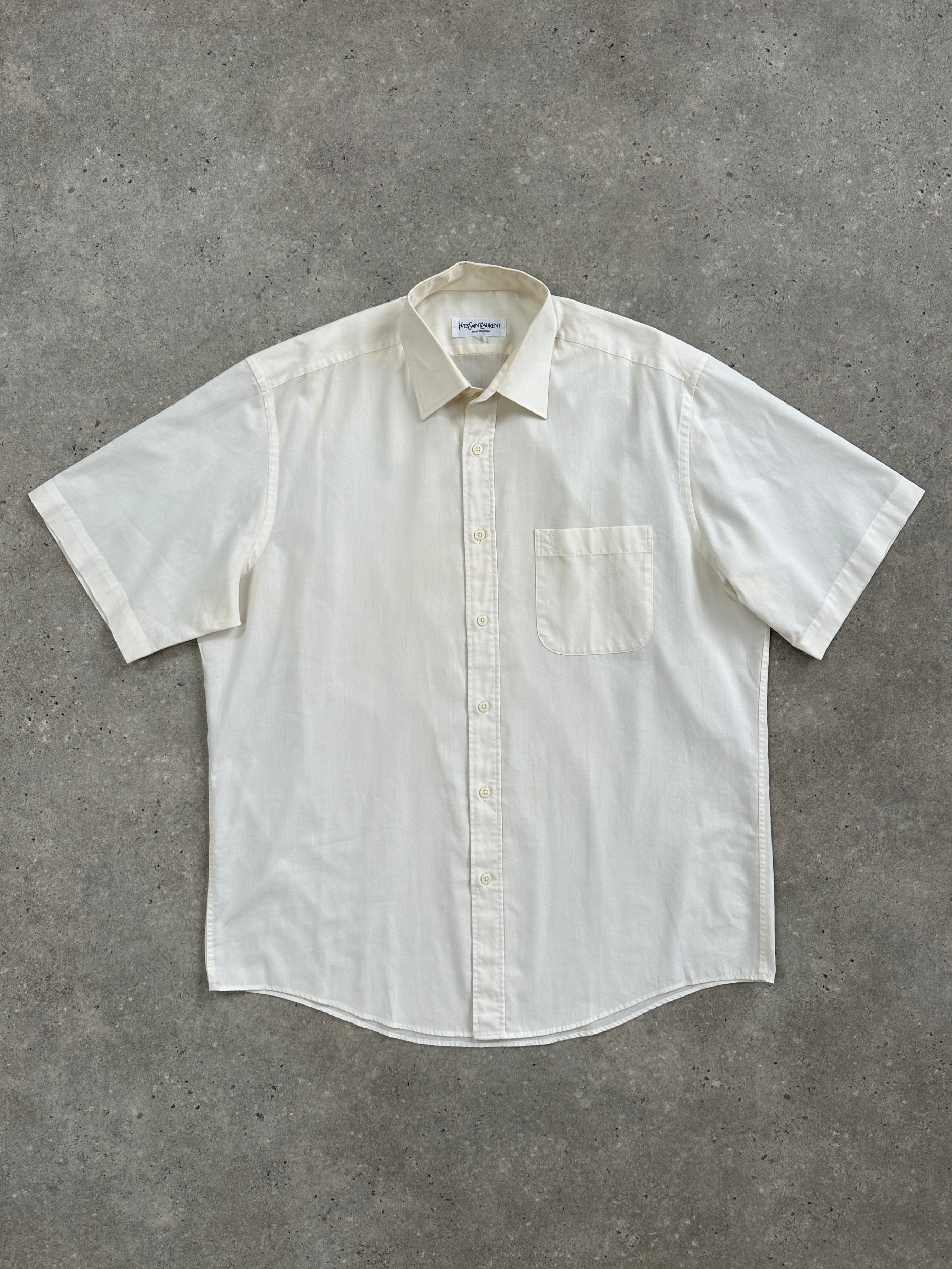 Yves Saint Laurent 2000s Cotton Short Sleeve Logo Shirt - L/XL - SYLK