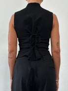 Anna Fontaine Corset Back Pleated Waistcoat - M - SYLK