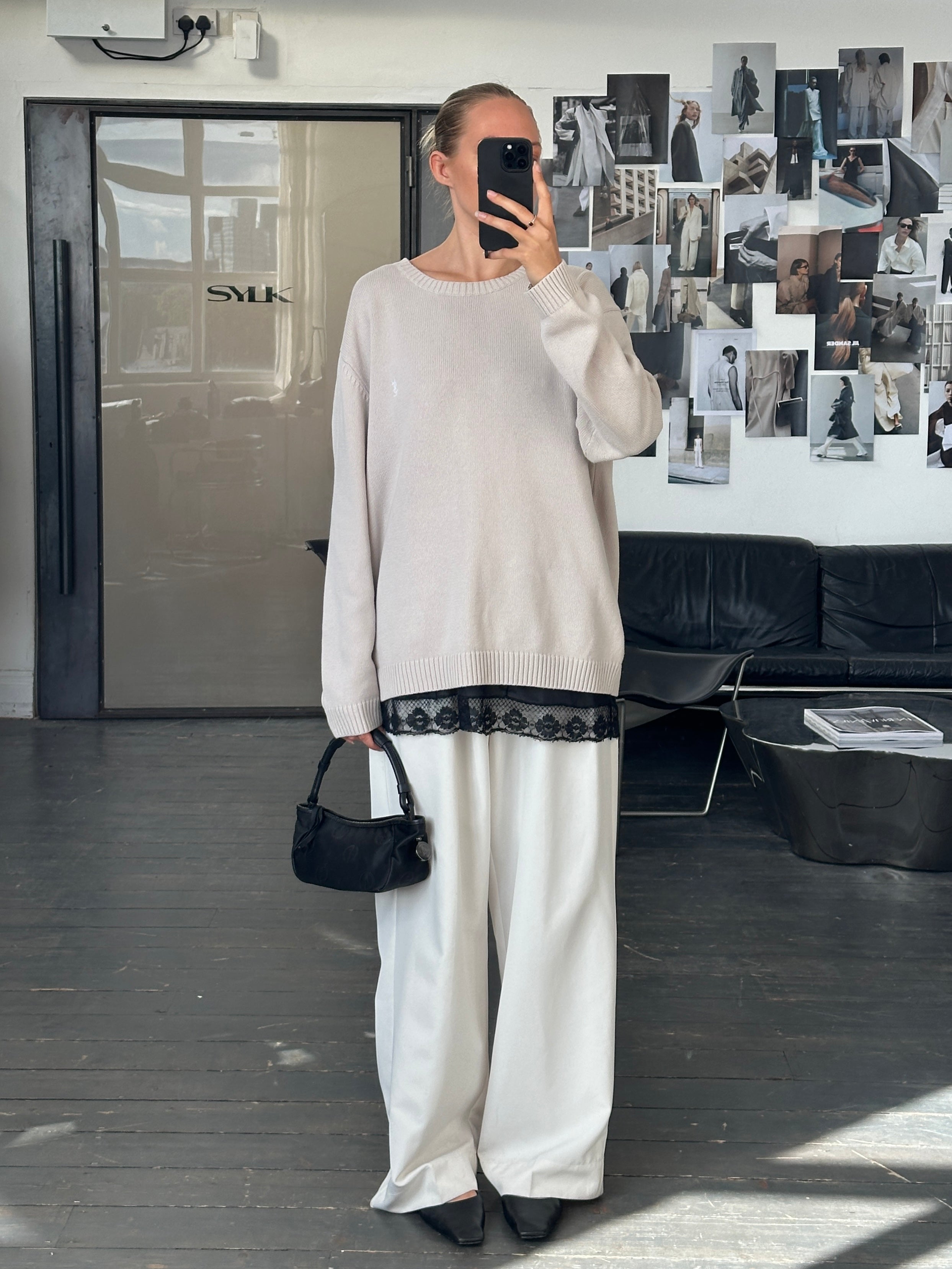 Yves Saint Laurent 2000s Pure Cotton Knitted Logo Jumper - XL - SYLK