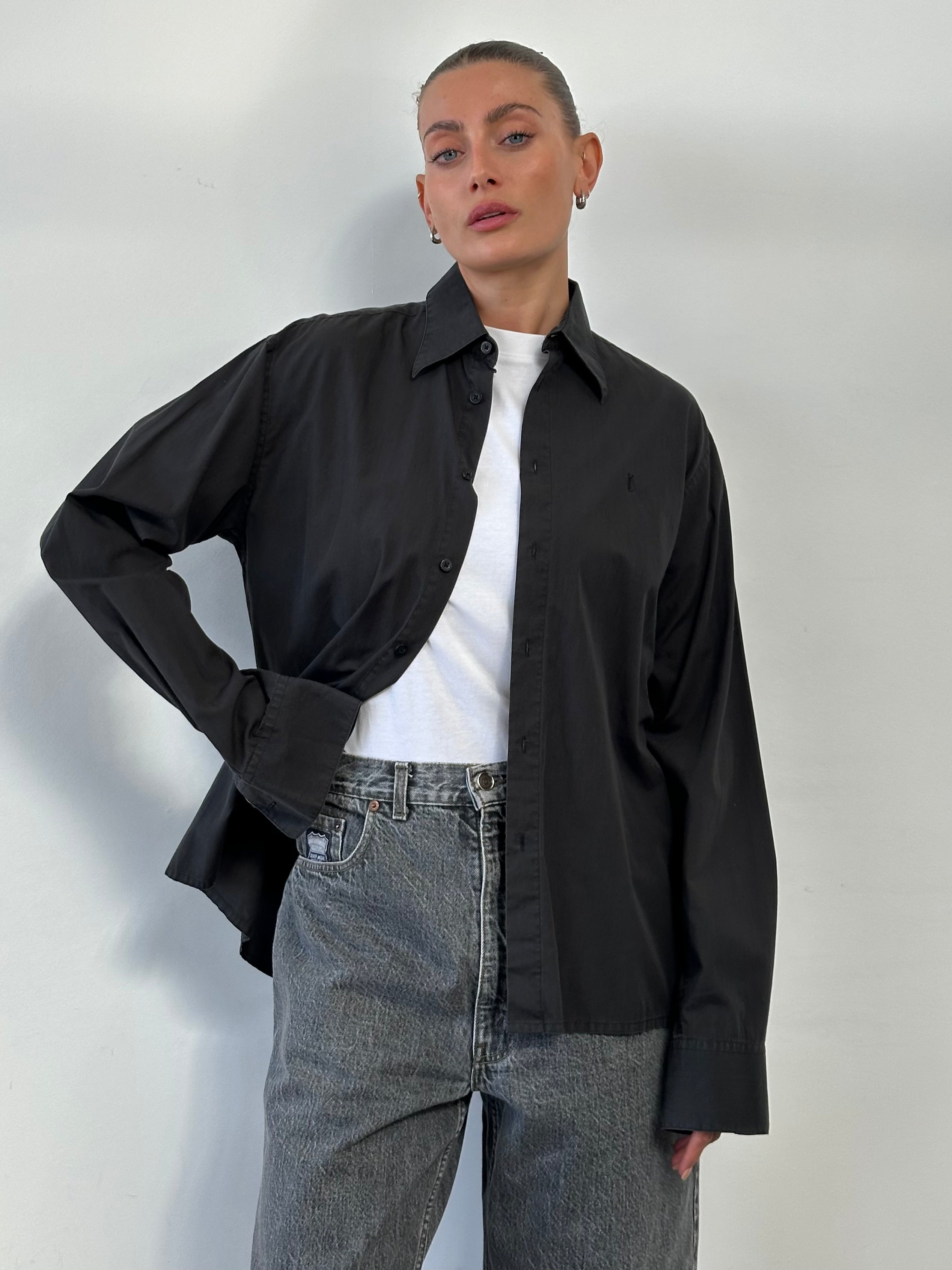 Yves Saint Laurent 00s Cotton Logo Shirt - M/L - SYLK