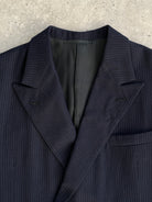 Vintage Brushed Wool Stripe Boxy Double Breasted Blazer - 44R/XL - SYLK