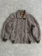 Vintage Pure Wool Herringbone Bomber Jacket - L - SYLK