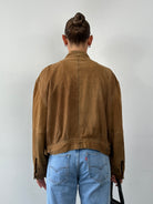 Vintage High Neck Suede Bomber Jacket - M - SYLK