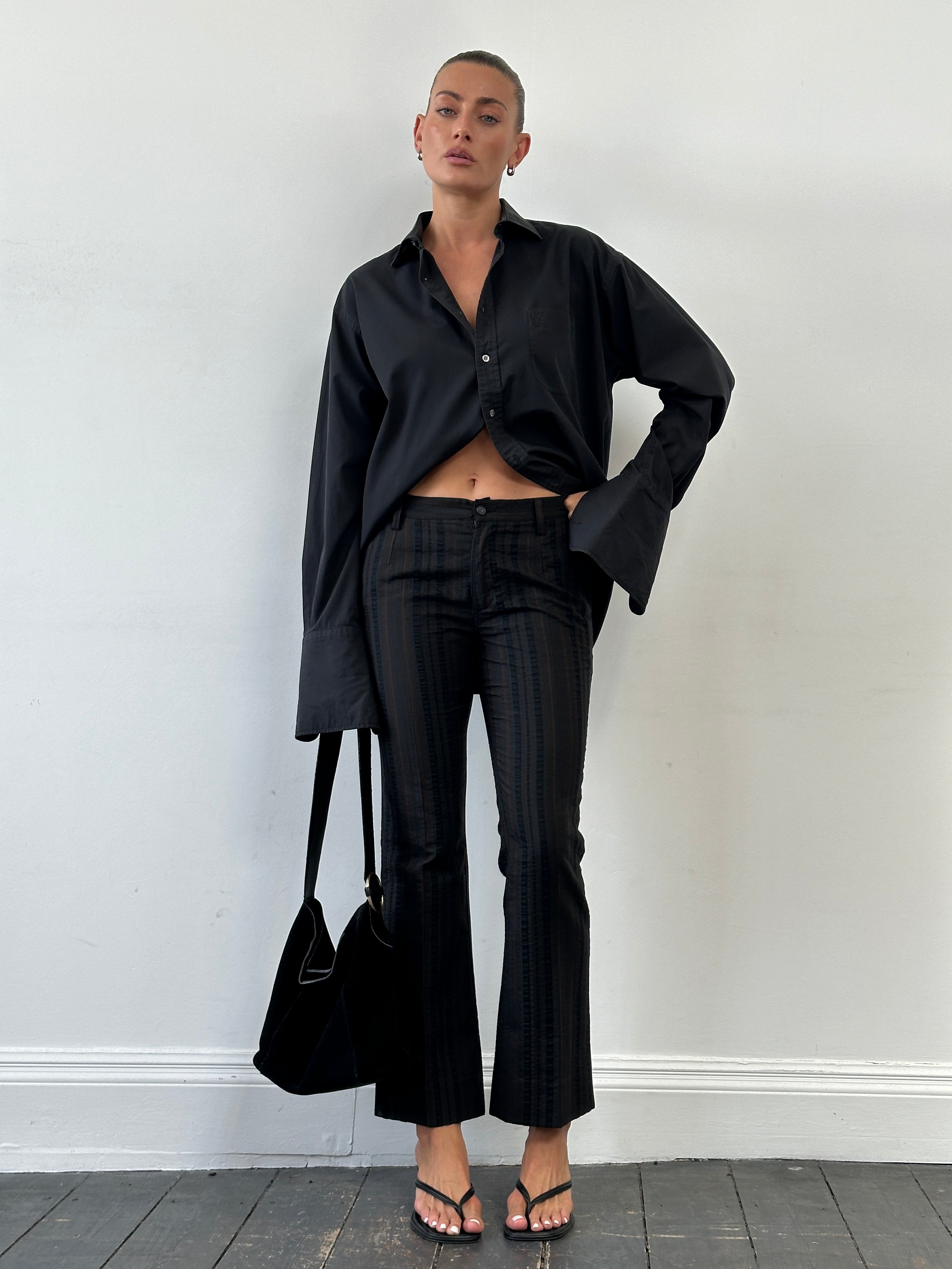 Cavalli Just 00s Striped Mid Rise Flared Trousers - W28 - SYLK