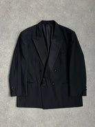 Yves Saint Laurent 80s Wool Tuxedo Double Breasted Blazer - 44S/XL - SYLK