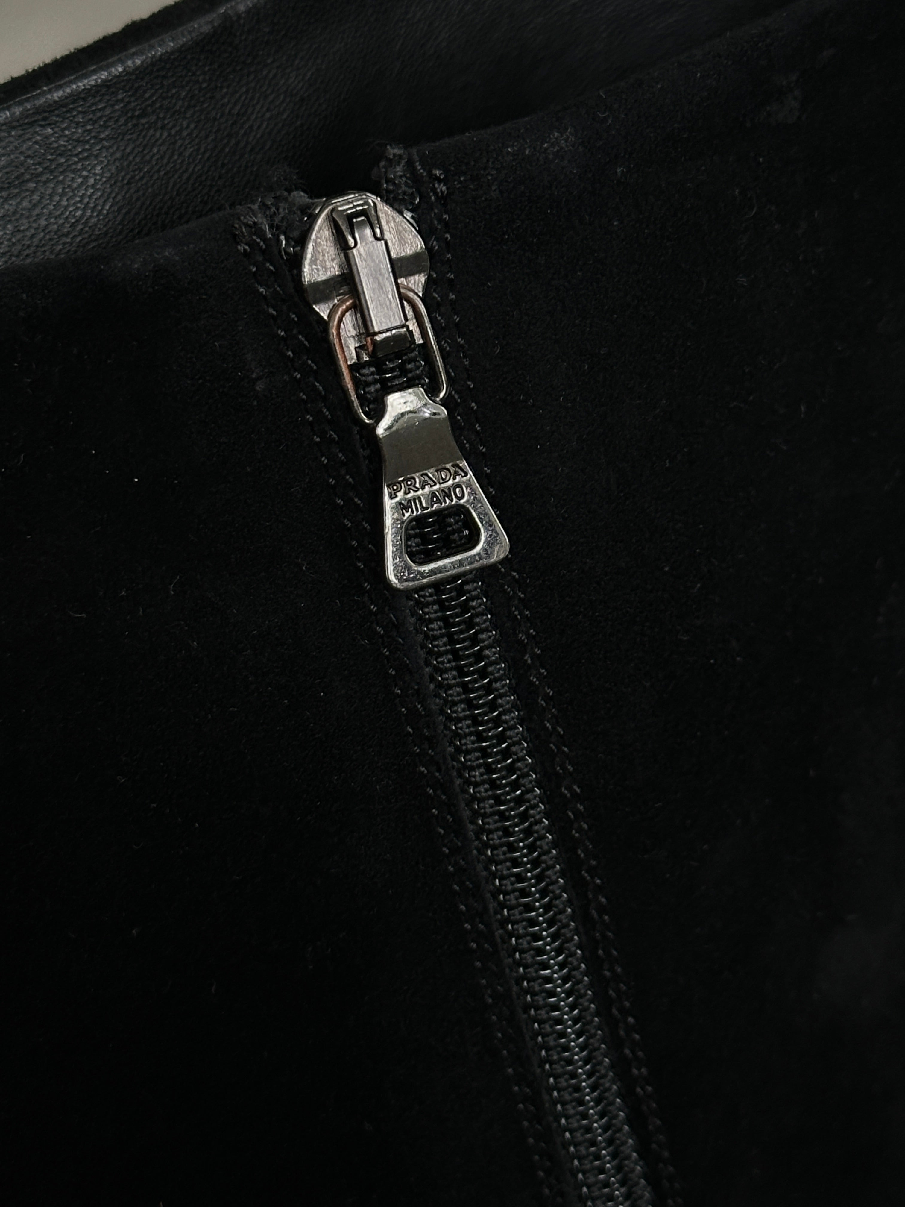 Prada Square Toe Suede Heeled Knee Boots - UK 7.5 / EU 40.5 - SYLK