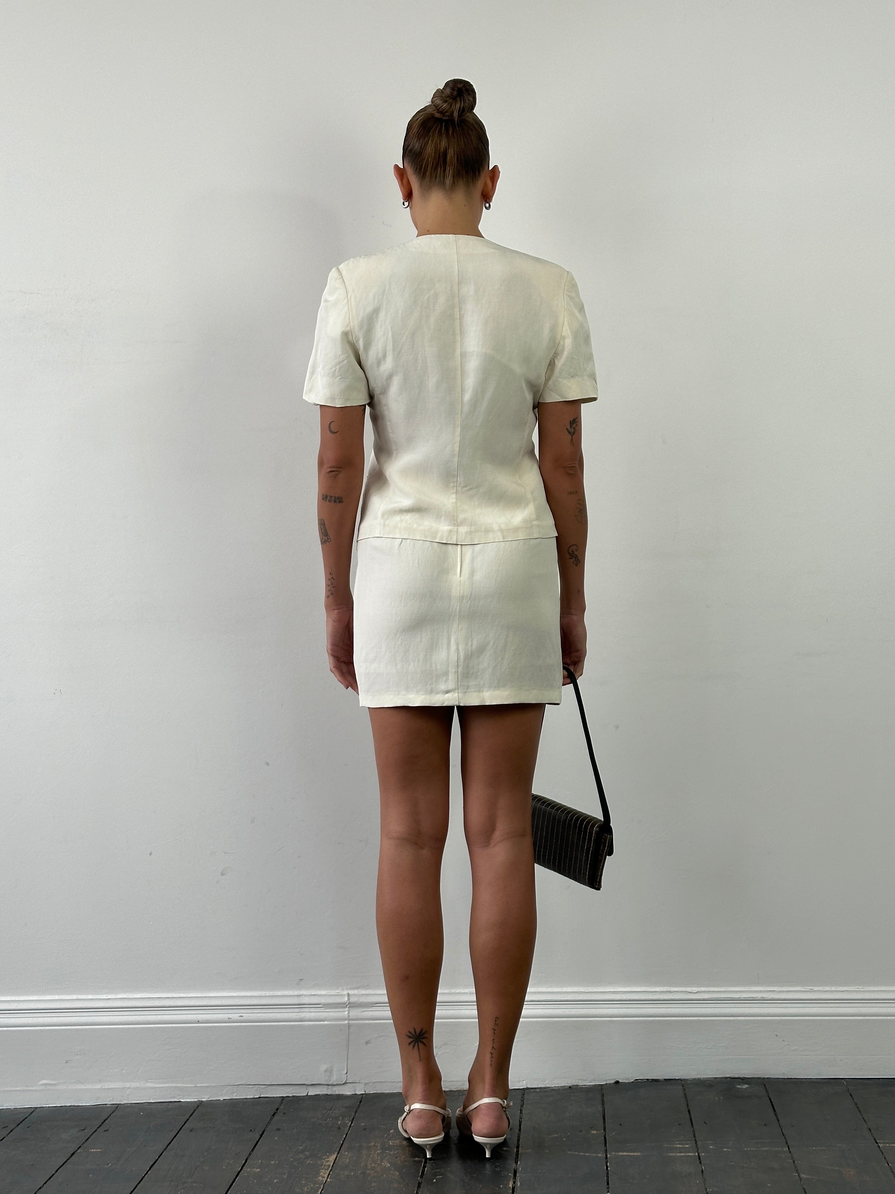 Missoni 90s Linen Silk Blazer Mini Skirt Two Piece Set - S/M - SYLK