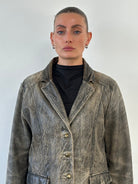 Vintage Aged Leather Blazer Jacket - M - SYLK