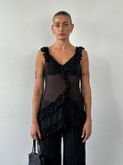 Vintage Sheer Ruffle Top - S/M - SYLK