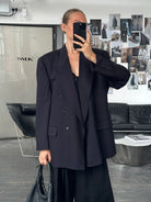 Hugo Boss 1990s Double Breasted Super 100s Wool Blazer - 44L/XL - SYLK
