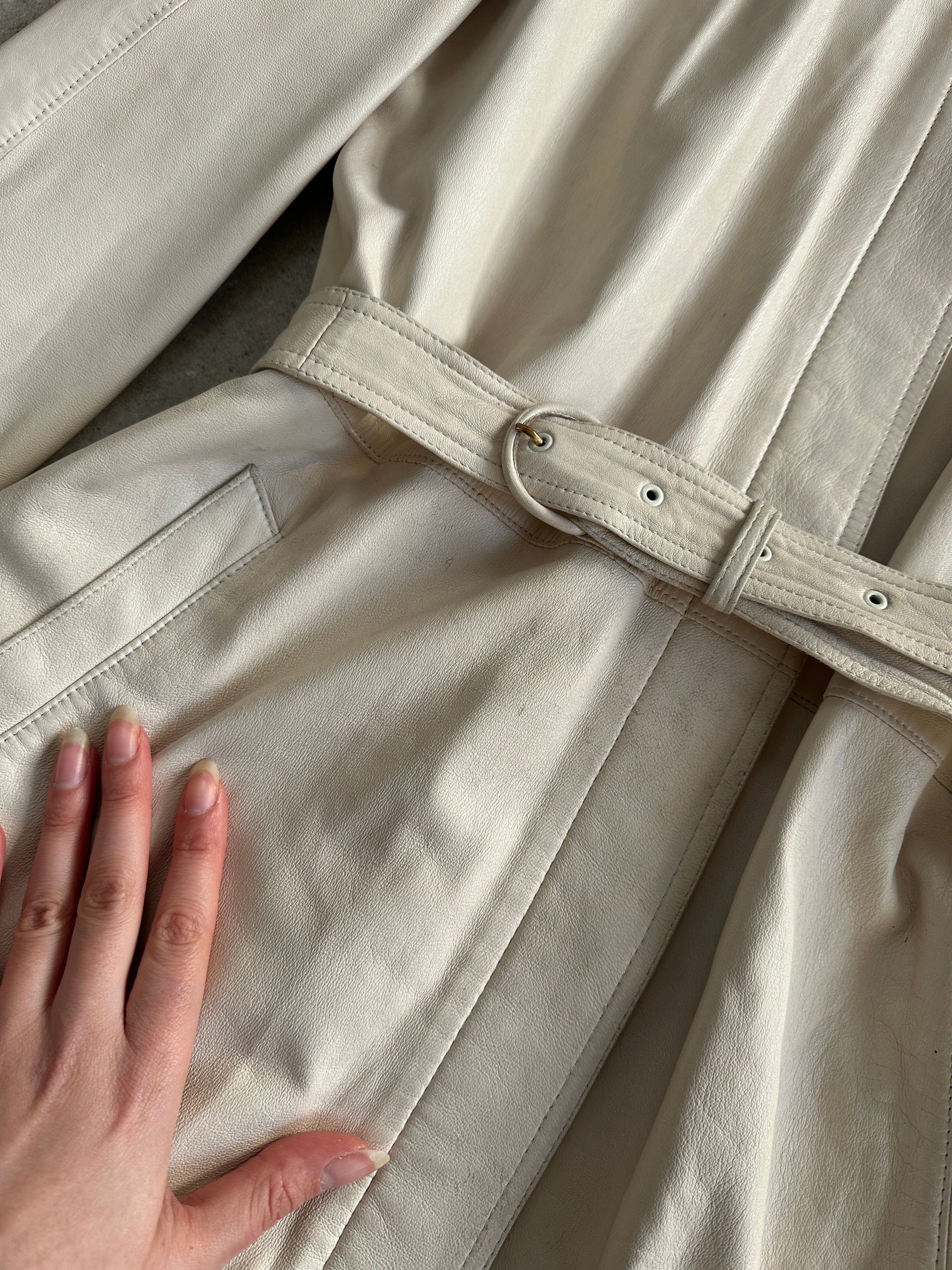 Vintage Belted Leather Trench Coat - M/L - SYLK