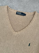 Ralph Lauren Polo Pure Cotton Knitted Logo Jumper - XL - SYLK