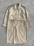 Yves Saint Laurent 1980s Cotton Double Breasted Belted Trench Coat - XL - SYLK