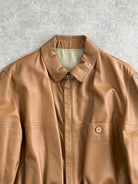 Italian Vintage 1980s Reversible Leather Cinched Jacket - XL - SYLK
