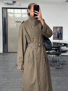 London Fog 1990s High Neck Double Breasted Belted Trench Coat - XL - SYLK