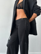 Richmond Tie Waist Stripe Wide Leg Trousers - W26-30 - SYLK