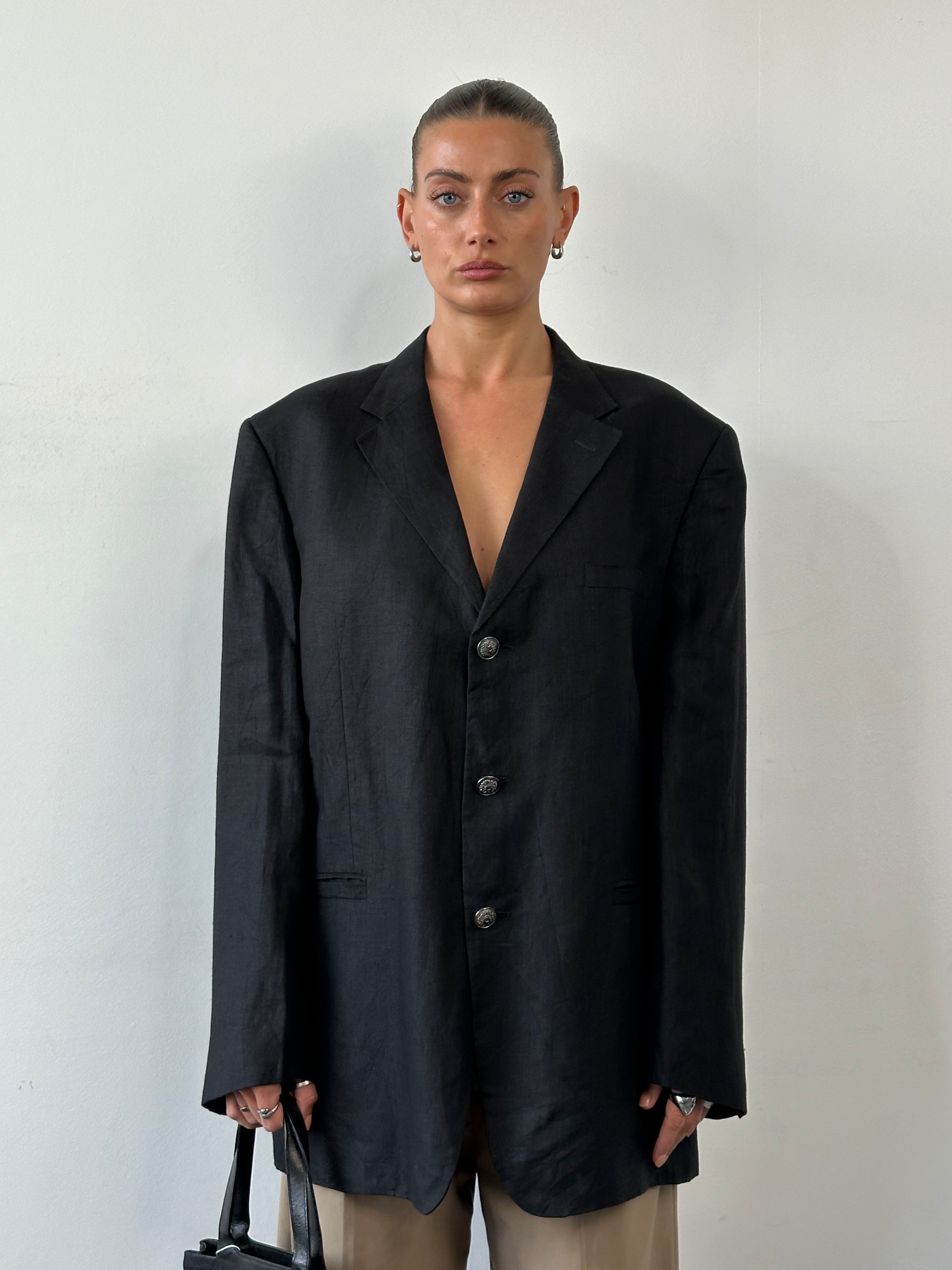 Versace Classic V2 Bespoke Button Pure Linen Single Breasted Blazer - 46R/XL - SYLK