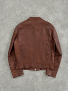Italian Vintage 90s Double Zip Moto Leather Jacket - M/L - SYLK