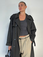 Yves Saint Laurent Cotton Double Breasted Belted Coat - XL - SYLK